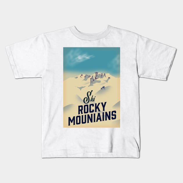 Ski Rocky Mountains Kids T-Shirt by nickemporium1